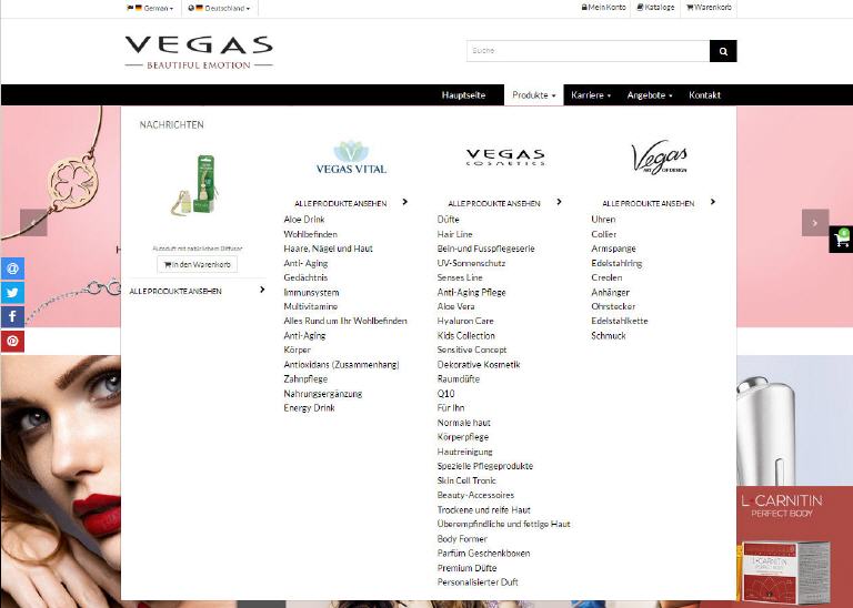 Vegas Cosmetics Produkte Übersicht